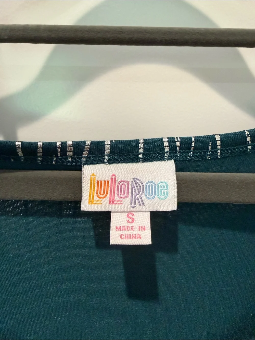 LuLaRoe Teal Maxi Dress with White Linear Print Small - Picture 4 of 6